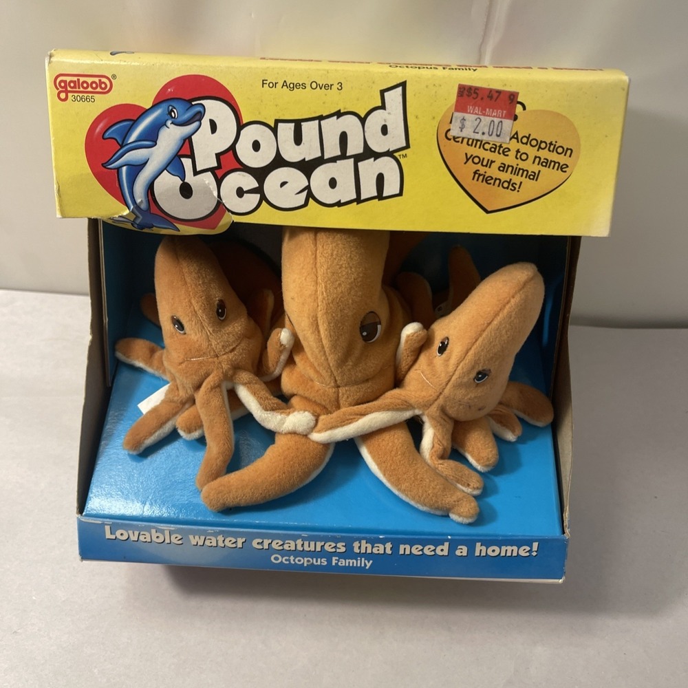 Pound Ocean Octopus Family Stuffed Toy Galoob 1999 New In Box Water Animals - Picture 1 of 16